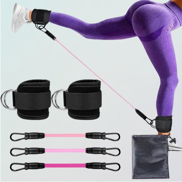 élastique musculation - ensemble sangle de cheville et poignet - Mon studio fitness