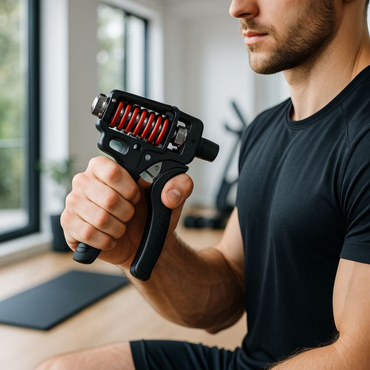 hand grip noir homme qui s'entraine